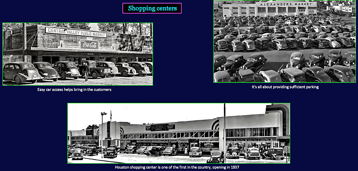 Bigger parking lots, 1940s